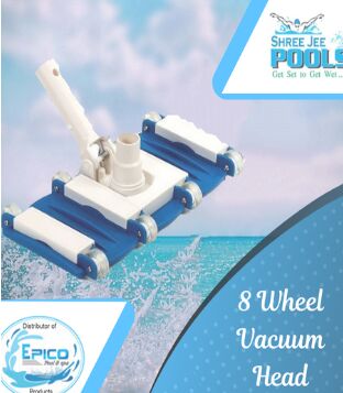 Plastic 8 Wheel Vacuum Head, Color : White, Blue