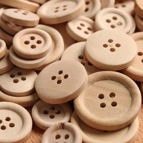 Brown Round Mitul Plastic Wooden Button