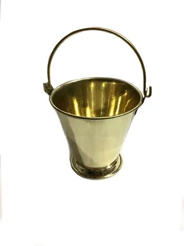 Round Brass Bucket, Color : Golden