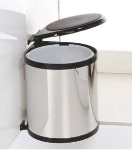 Silver Aegon Round Stainless Steel Kitchen Auto Lid Dustbin, Size : 335x275x350mm