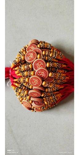 Red Cotton Om Beads Rakhi, Technics : Hand Made