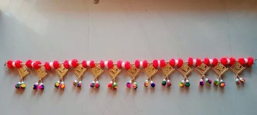 Red Beads Festival Pompom Toran, Feature : Attractive Design, Colorful Pattern, Fade Resistance