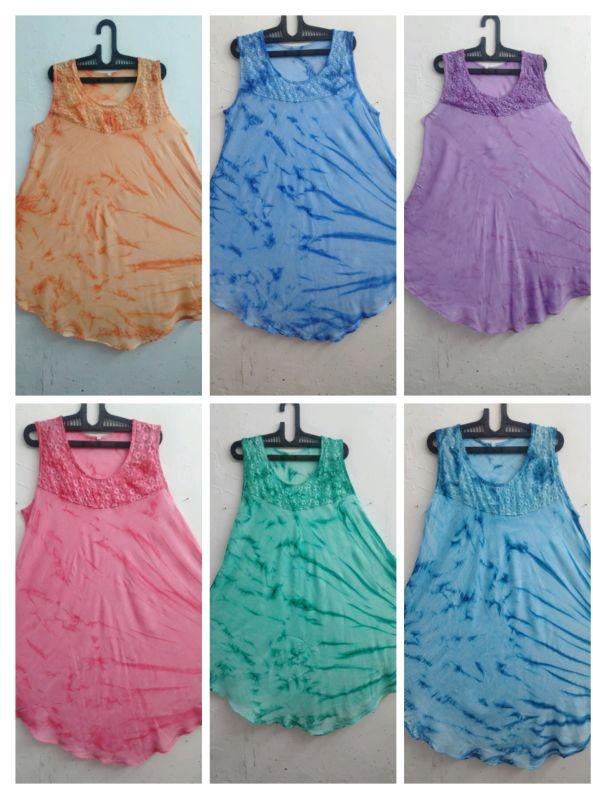 6 colour 120gsm Reyon Tie dye umbrella dress, Size : Free size