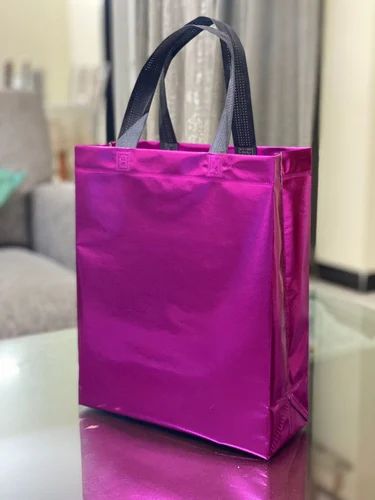 Pink Plain Bopp Metalized Laminated Bags, Size : 12x14+4