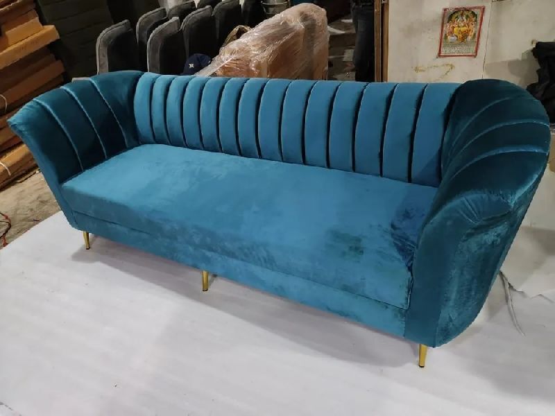 Wood 3 Seater Sofa, Seat Material : Velvet