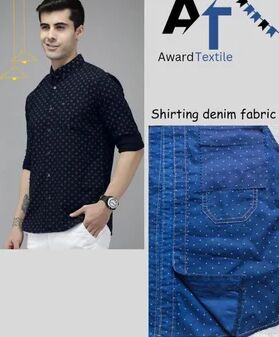 Cotton Shirting Fabric, Color : Blue