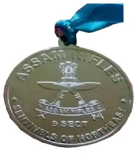 Round Brass Sports Medal, Color : Silver