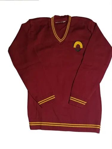Woollen Plain Full Sleeve School Sweater, Size : Small
