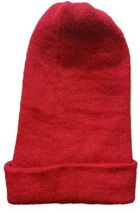 Plain Kids Red Woolen Cap, Size : Small
