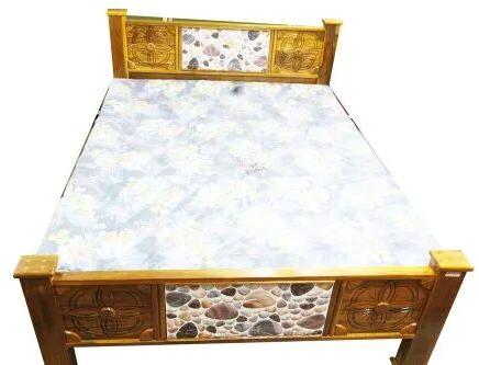 wooden double bed