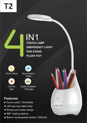 Plastic LED Lamp Pen Stand, Color : White