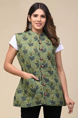 Cotton Quilted Jacket, Pattern : Printed