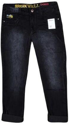 Plain Black Denim Jeans, Stretch Type : Stretchable