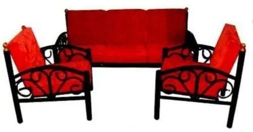 Wrought Iron Designer Sofa Set, for Home, Hotel, etc., Color : Black Red