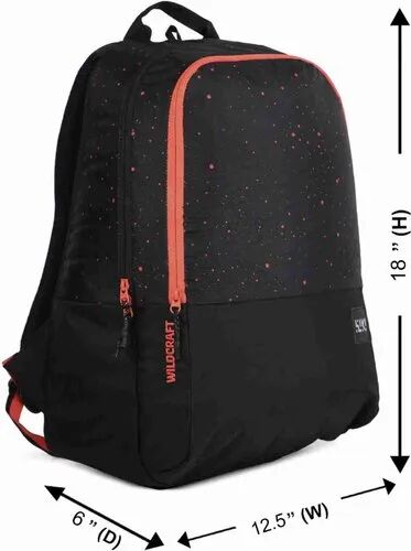 Printed Nylon Wildcraft School Bags, Color : Black