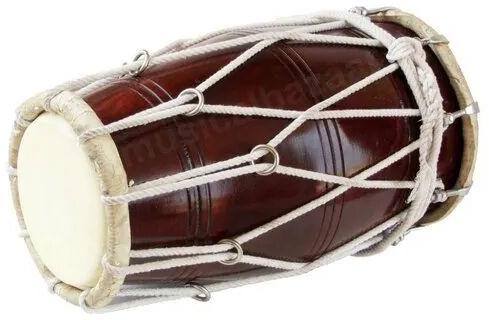 Wooden Dholak, Color : Brown White