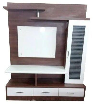 Wooden Wall TV Unit, Color : Brown White