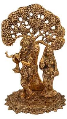 Gold Plated Radha Krishna Idol, Size : 23cmx34cmx17cm