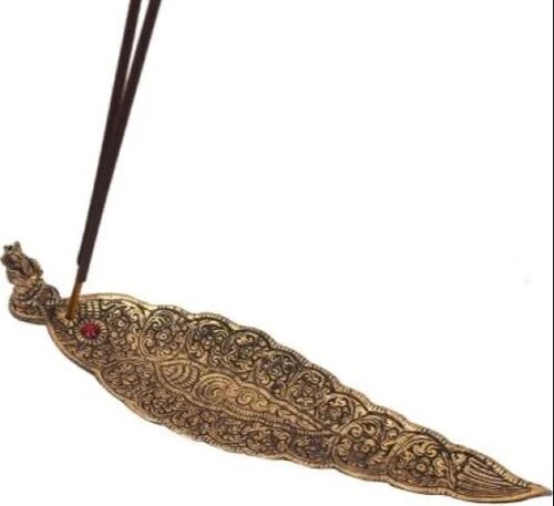 Leaf Gold Plated Incense Holder, Color : Golden