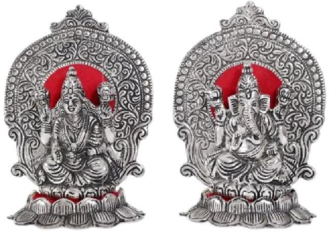 Silver Plated Laxmi Ganesh Statue, Size : 12x19x10 Cm