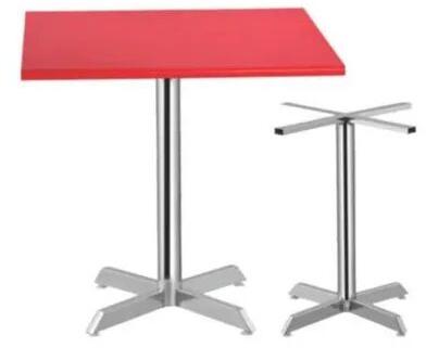 Steel Frame Restaurant Table, Color : Red Silver