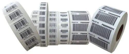 Rectangular Paper Barcode Sticker, Pattern : Printed