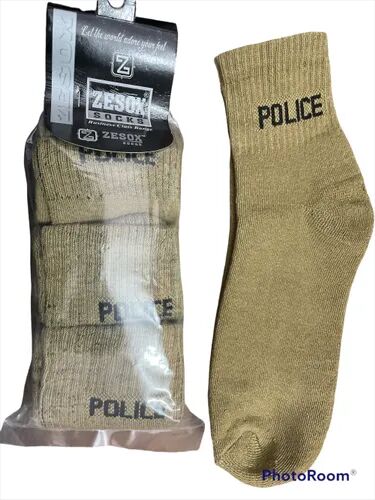 Beige Mens Police Uniform Cotton Socks