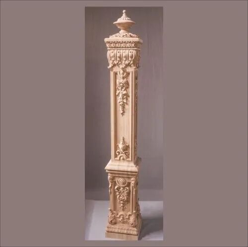 POLISHED Antique Wooden Pillar, Color : BROWN