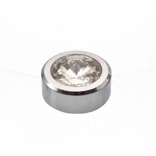Round Brass Crystal Mirror Cap, Color : Silver