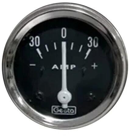 Round Stainless Steel Glass Analog Ampere Meter, Voltage : 12 V