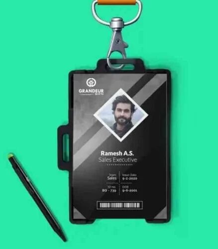 Rectangular PVC Office Id Cards, Color : Black