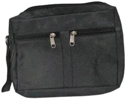 Black Leather Cash Bag, Pattern : Plain