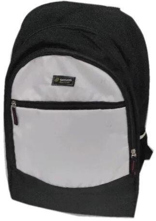 Black White Polyester School Bag, Closure Type : Zipper