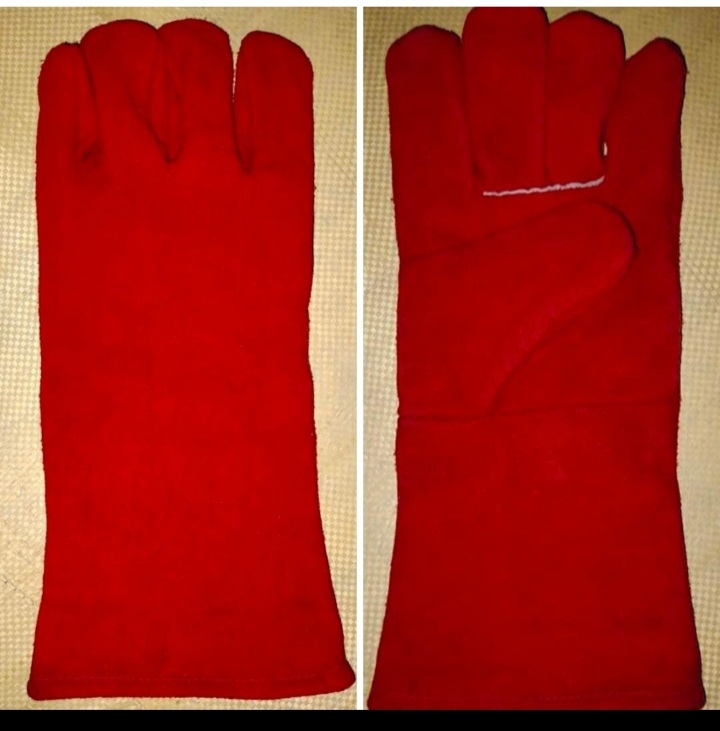 Leather 200-400gm Plain heat resistant gloves, for Industrial, Length : 10-15 Inches