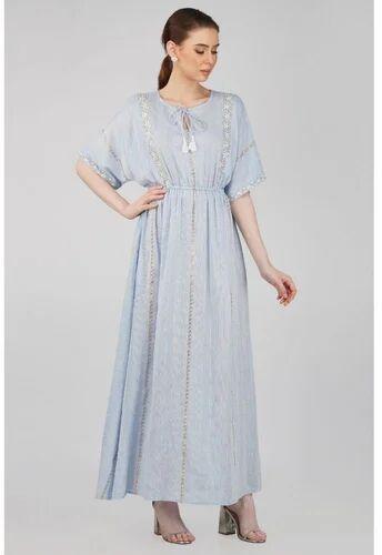 Printed Maxi Dress, Occasion : Casual Wear