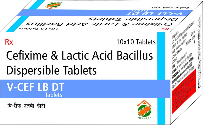 VICEF-LB DT TABLET, for Pharmaceuticals, Clinical, Personal, Hospital, Packaging Type : Plastic Packets