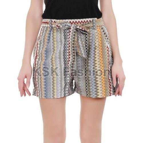 Multicolor Printed Ladies Cotton Shorts, Size : All Sizes
