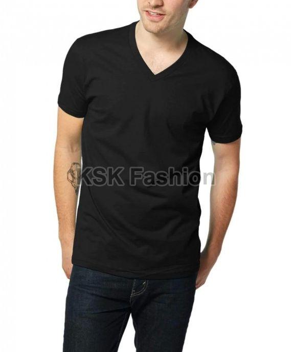 Mens Black V Neck T-Shirt, Feature : Skin Friendly, Comfortable
