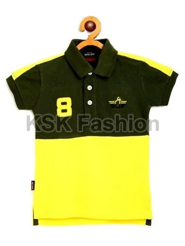 Multicolour Printed Kids Cotton Polo T Shirt