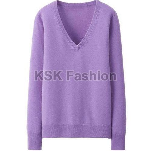 Wool Plain V Neck Ladies Sweater, Size : M, XL
