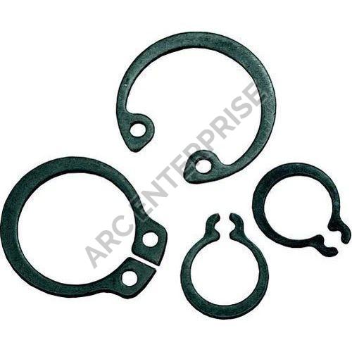 Black Round Steel External Circlip, for Machinery Use, Size : Customised