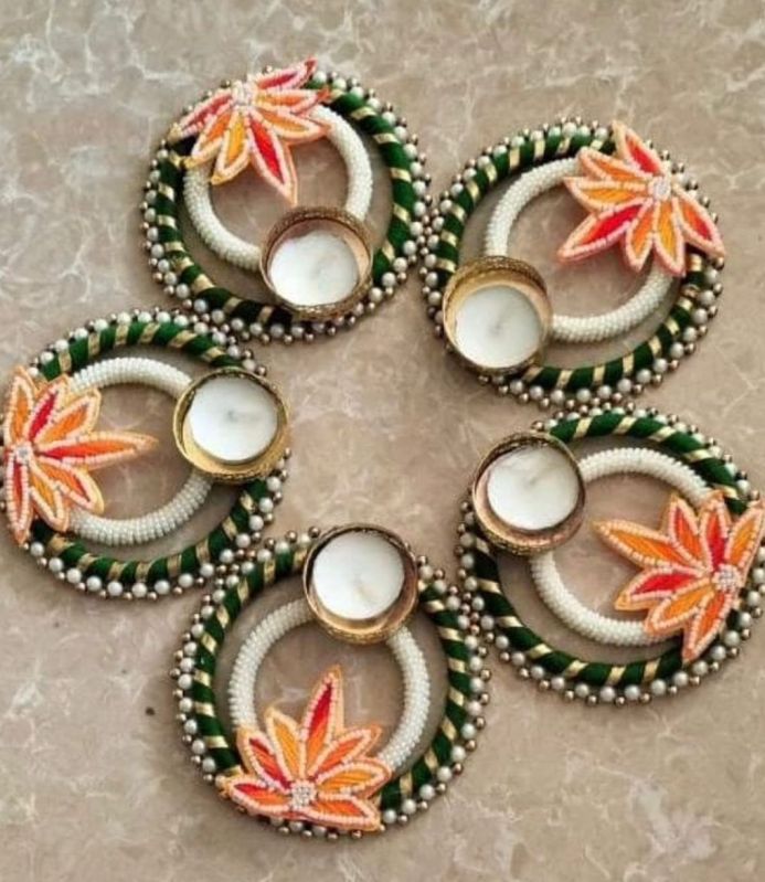 Decorative Beaded Round Diya