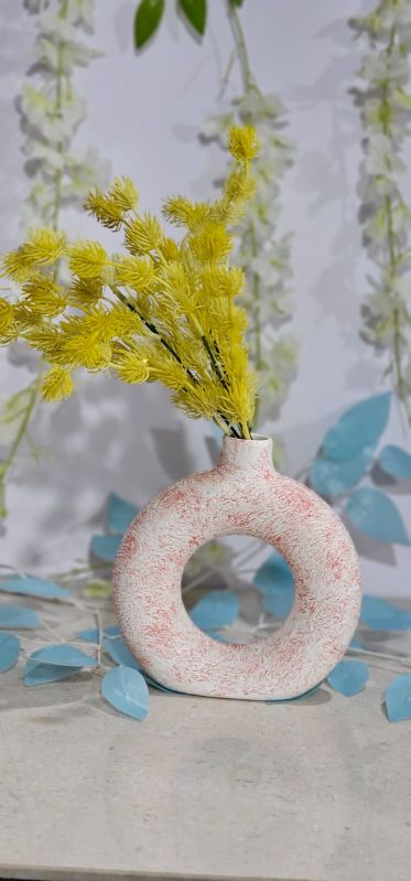 Round 6 Inch Red Ring Flower Pot, for Outdoor Decoration, Style : Modern