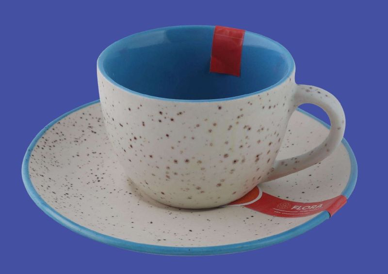 Round Plain Polished Ceramic Cup & Saucer Set, Size Standard, Style