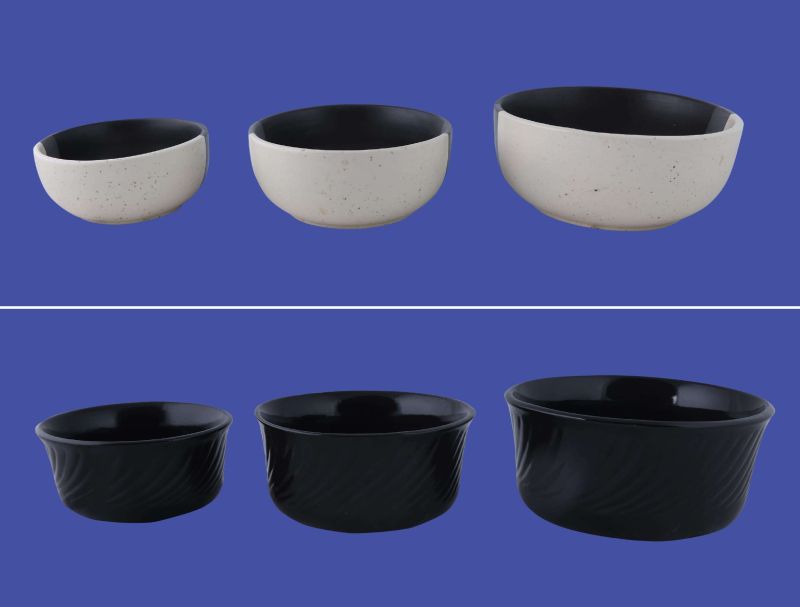 Plain Polished Ceramic Round Bowl Set, for Serving Food, Size