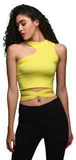 LADIES YELLOW RIBBED TOP