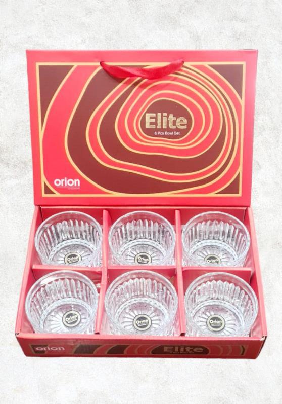 Transparent Elite 6 Piece Glass Bowl Set, Shape : Round