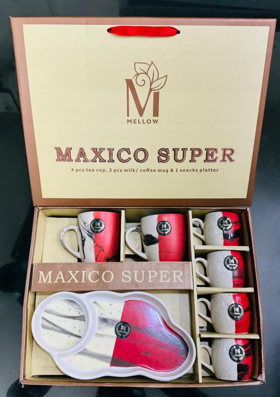 Multicolor Maxico 6+1 Piece Tea Cup Set, Style : Modern