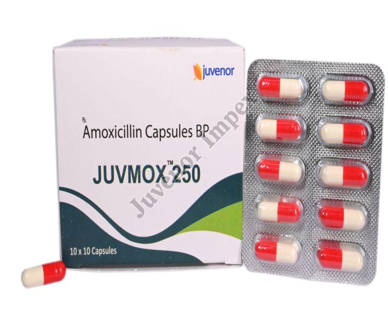 Juvmox Amoxicillin 250mg Capsules, for Pharmaceuticals, Clinical, Personal, Hospital