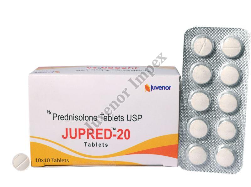 Jupred-20 Prednisolone 20mg Tablets, Packaging Type : Box